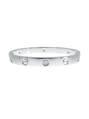Cartier Love Bracelet White Gold 18K Diamond Bangle 16 15.5
